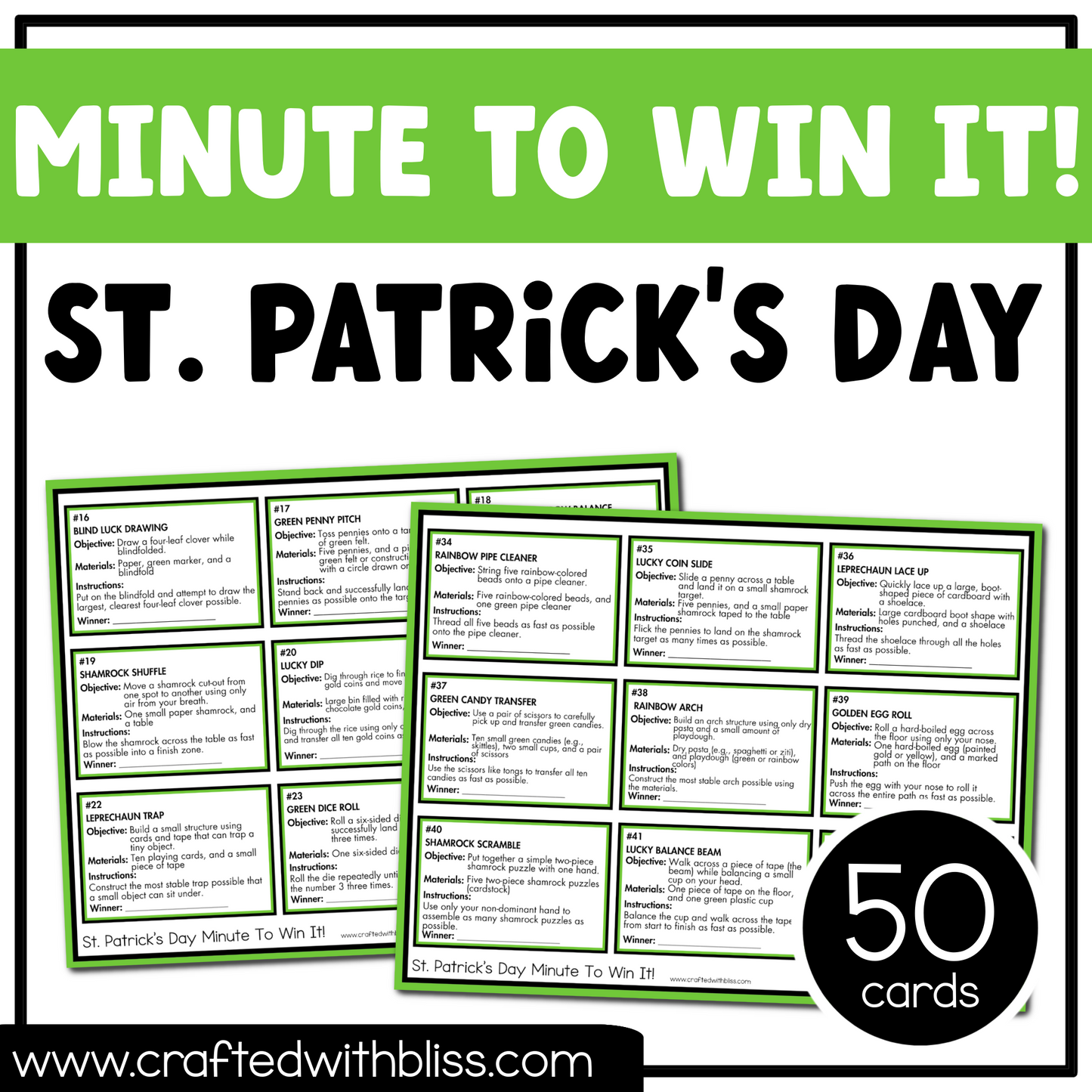 St. Patrick's Day Party Minute Games Ice Breaker Games For Adult Friends Family Classroom Brain Break Game Night Family Reunion Group Games