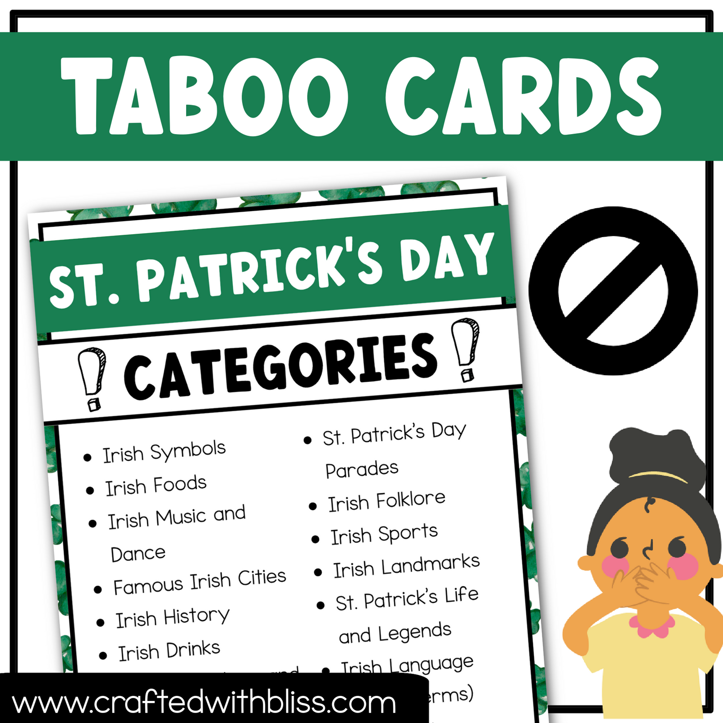 St. Patrick's Day Taboo Game 150 Cards St. Paddys March Party Game