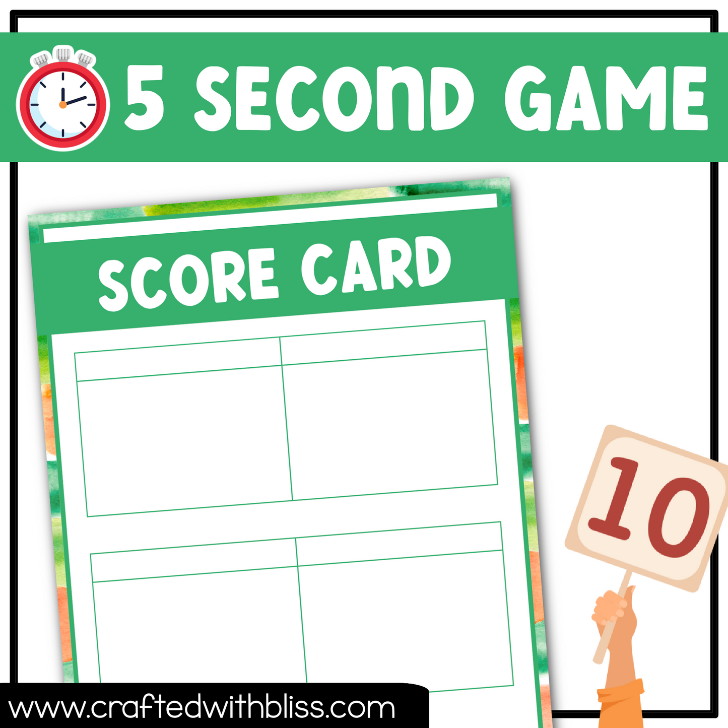 St. Patrick's Day Party Theme 5 Second Game 50 Cards Ice Breaker Brain March