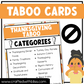 Thanksgiving Taboo Game 150 Cards Thanksgiving Party Game Night Forbidden Words Fun Friday Ice Breaker Brain Break