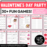 Printable Valentine's Day Party Games For All Bundle 30+ Games