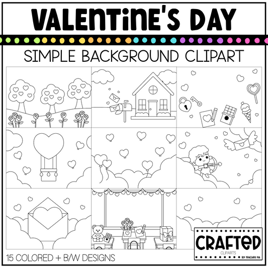 Simple Valentine's Day Background Scene February Clipart Commercial Use