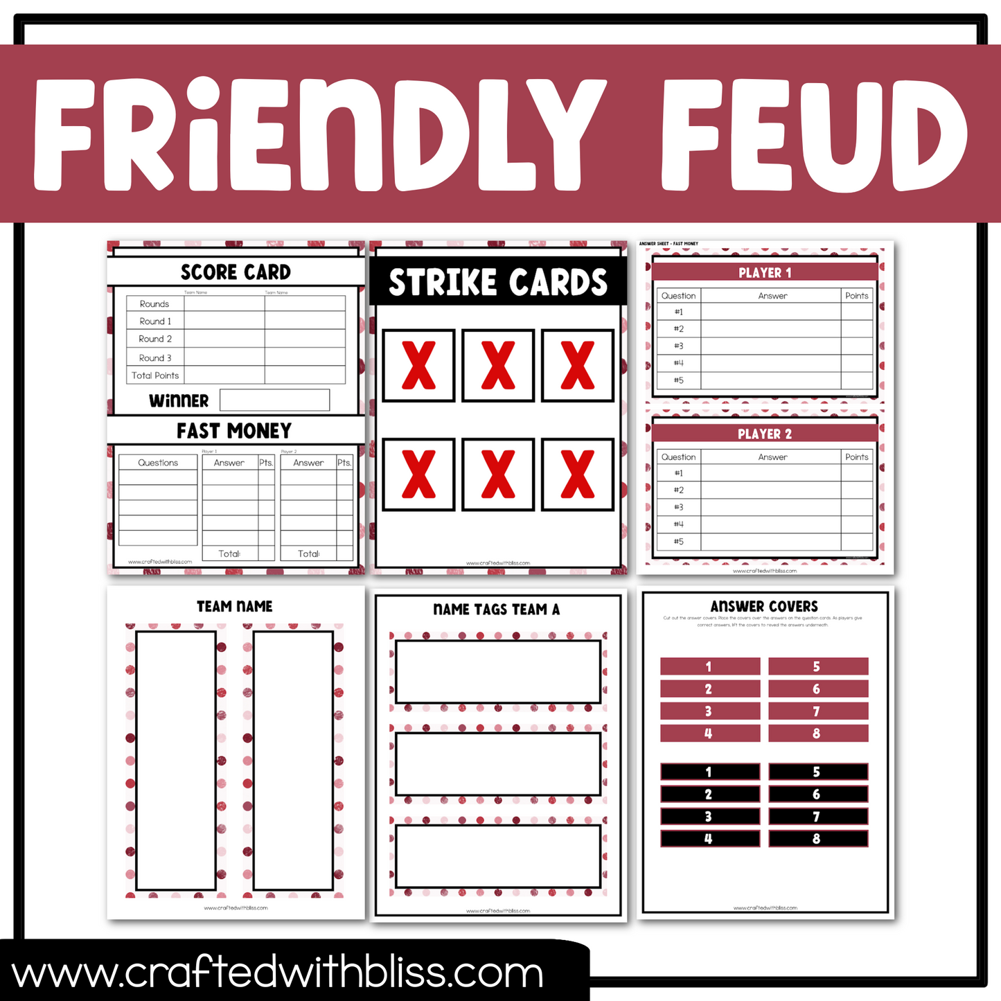 Valentine's Day Party Game Friendly Feud 50 Cards February Party Game Night Ice Breaker Group Team Building Games Coworker Trivia Night Girl
