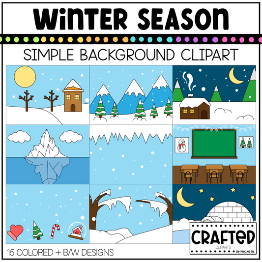 Simple Winter Background Scene January Clipart Commercial Use