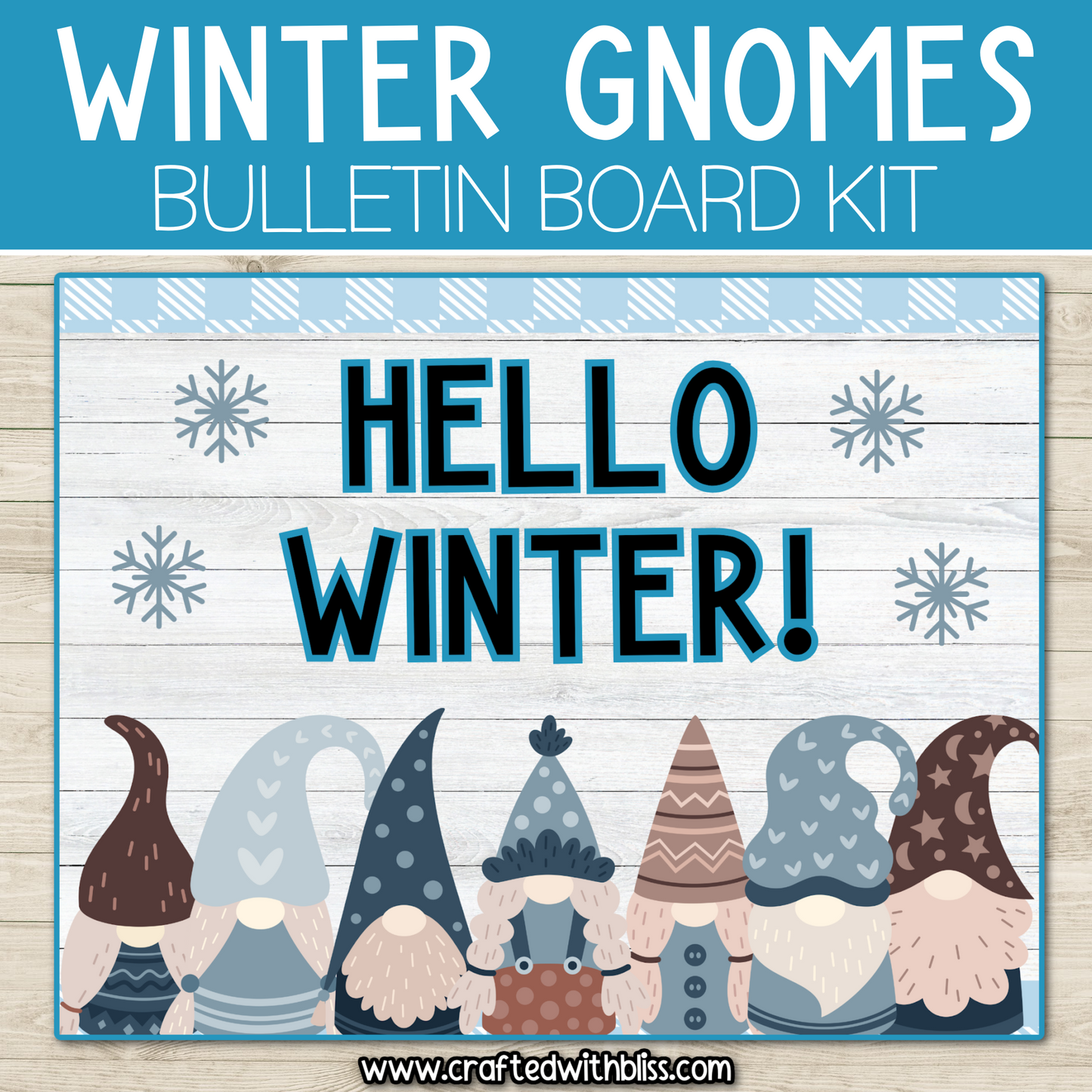 Hello Winter Gnomes Bulletin Board Kit Door Classroom Decor January Decoration