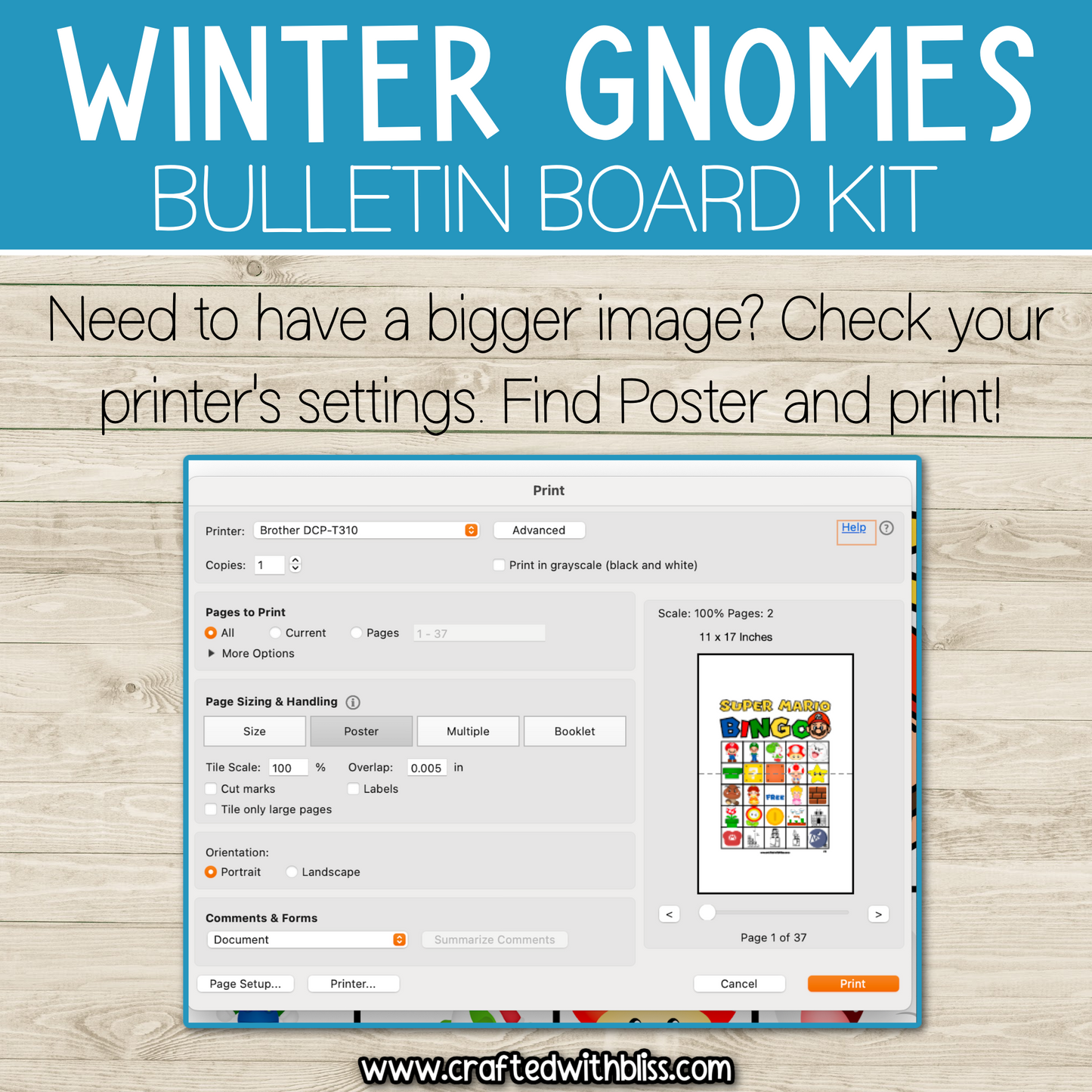 Hello Winter Gnomes Bulletin Board Kit Door Classroom Decor January Decoration