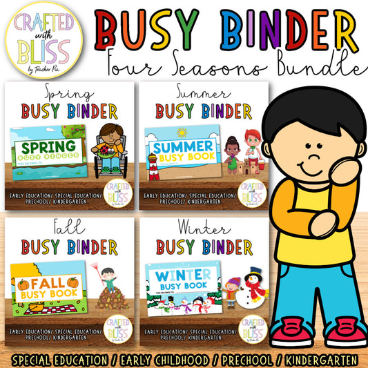 Four Seasons Busy Book/Binder Big Bundle (SpEd, Toddler and Pre-K) Spring, Summer, Fall and Winter! Save More with this bundle!