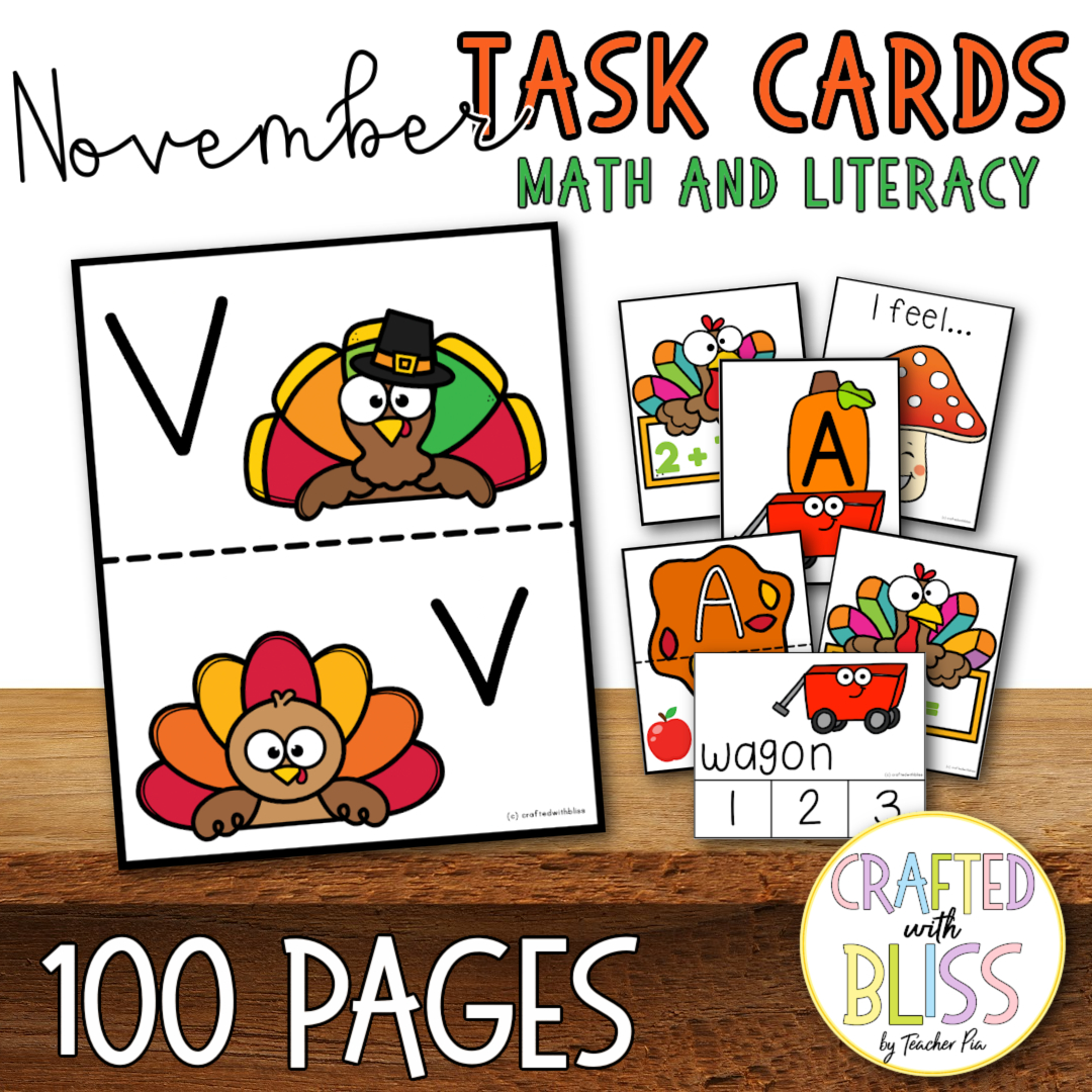 All Year Task Cards Math and Literacy Mega Bundle (Preschool, Sped, Kindergarten, OT) Save More with this bundle!