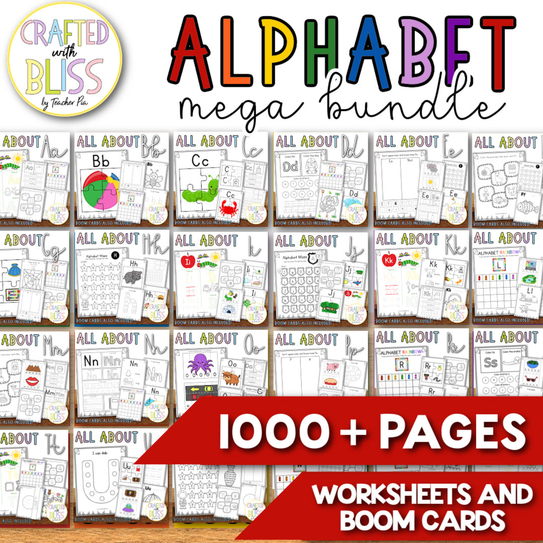 1000+ Pages Alphabet Worksheets and Digital Activities Mega Bundle Preschool - Kindergarten Save More with this bundle!